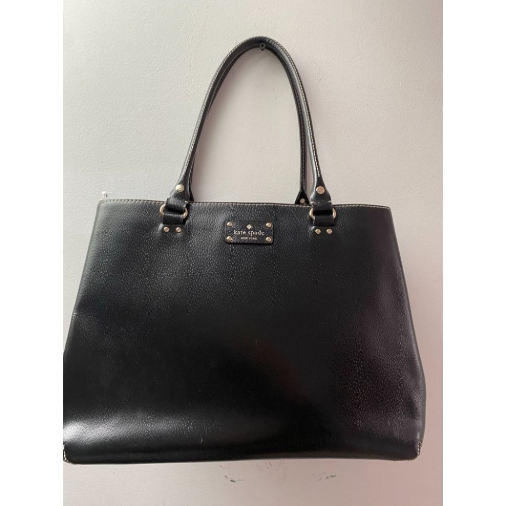 KATE SPADE Black Large Leather Tote Good Condition_2